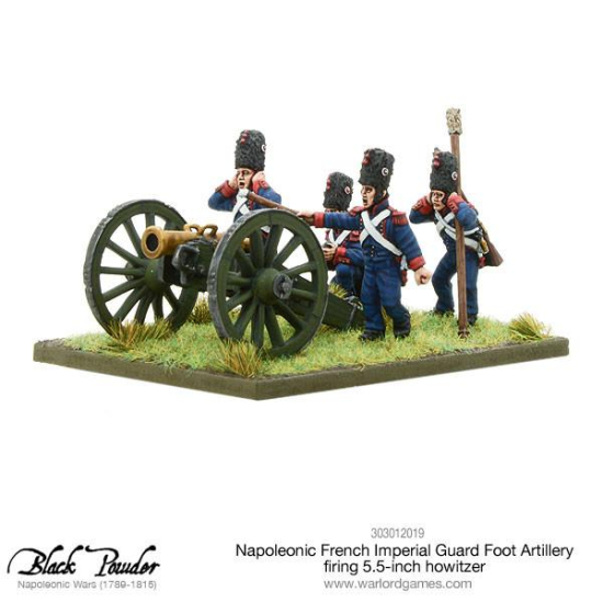 Napoleonic French Imperial Guard Foot Artillery firing howitzer , 303012019