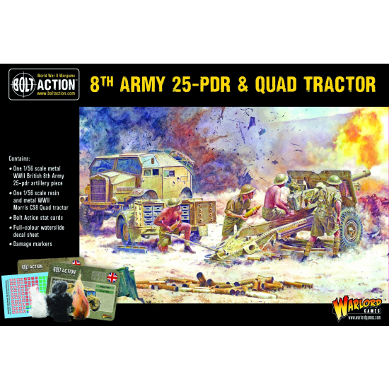 8th Army 25 pounder Light Artillery, Quad & Limber , 402211001