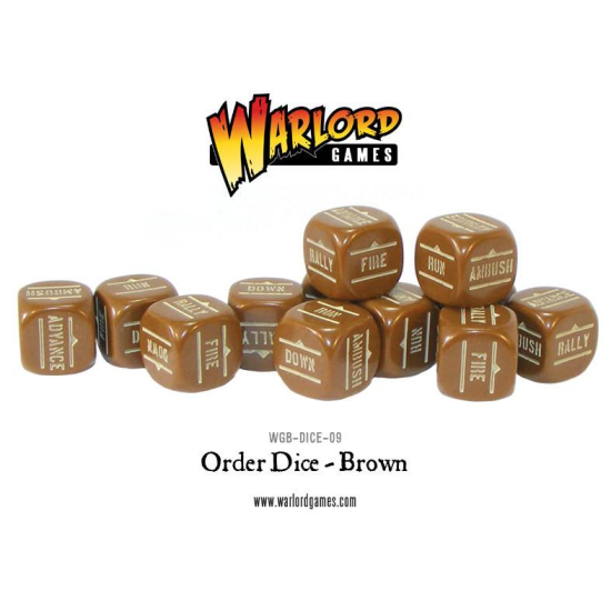 Bolt Action Orders Dice - Brown (12) , WGB-DICE-09
