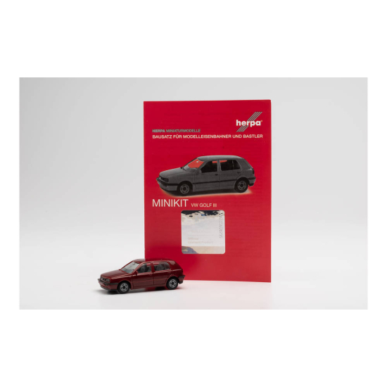 Herpa 012195-008 , VW Golf III, ciemny czerwony , skala H0