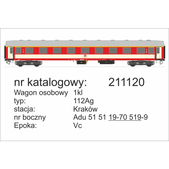 Robo 211120 , wagon osobowy 112Ag 1kl, Kraków , Skala H0