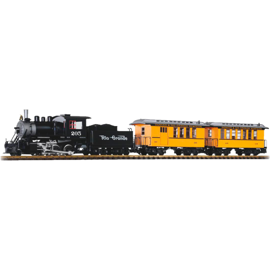 Piko 37111 , Zestaw startowy pociąg osobowy z parowozem D&RGW, z generatorem dymu i udźwiękowieniem , skala G