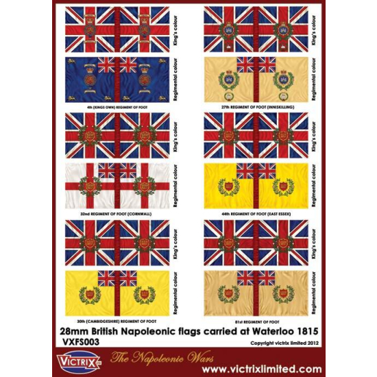 British Napoleonic A4 flag sheet (Waterloo) 2 , Victrix