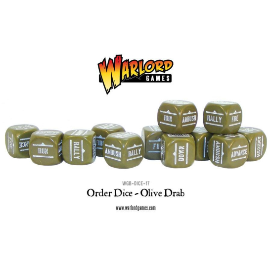Bolt Action Orders Dice - Olive Drab (12) , WGB-DICE-17