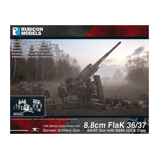 Rubicon Models - 8.8cm Flak 36/37 AA/AT Gun with SdAh 202 & Crew