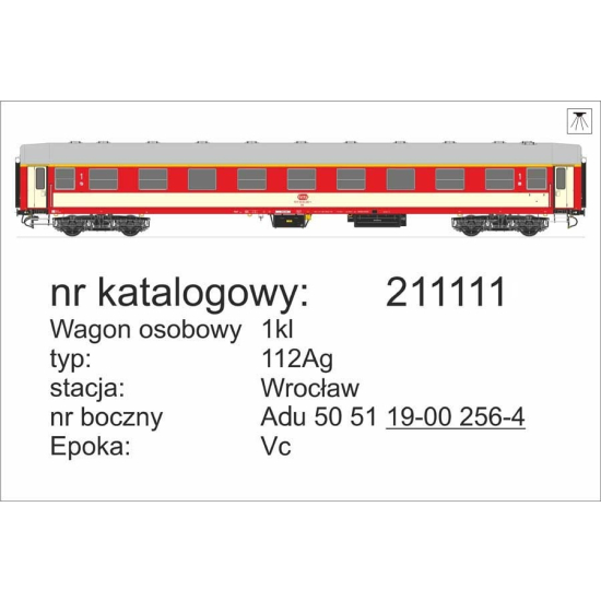 Robo 211111 - Wagon osobowy 1 klasy 111Ag , St. Wrocław, ep. Vc, z oświetleniem wnętrza  , Skala H0