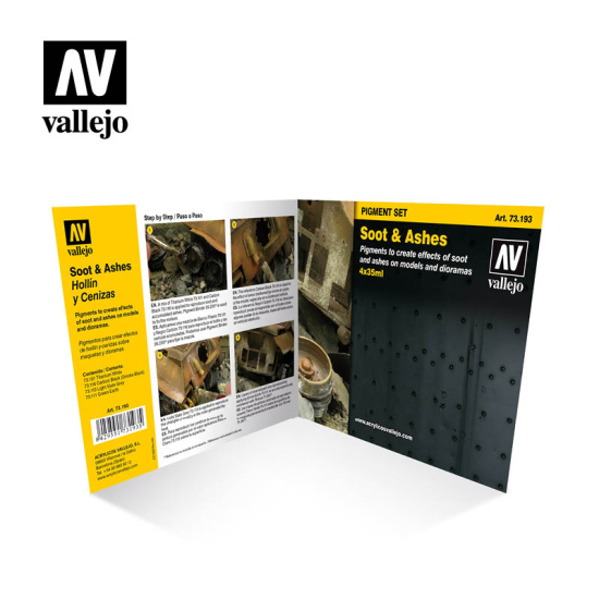 Vallejo Pigments 73.193 , Soot & Ashes - sadza i popiół ,  Set 4x35 ml