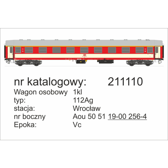 Robo 211110 , wagon osobowy 112Ag, 1kl, Wrocław  , Skala H0