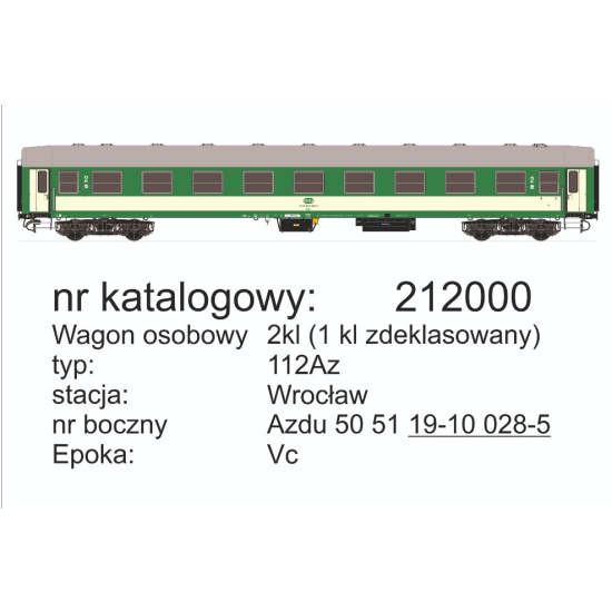 Robo 212000 , wagon osobowy 112Az, 2kl (ex 1kl) Wrocław , Skala H0