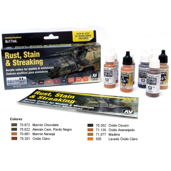 Vallejo 70.183 Rust , Stain & Streaking 8x17 ml
